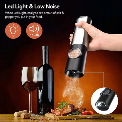 Electric Salt Pepper Grinder Set USB Rechargeable Automatic Spice Mill | Bowlift