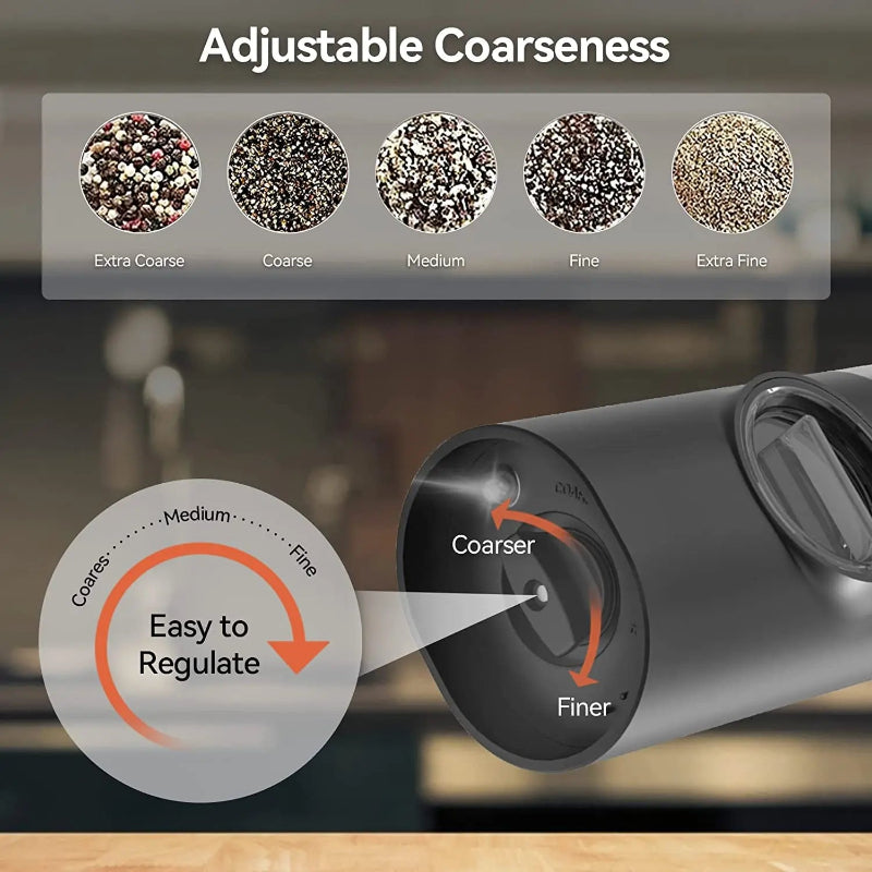 Electric Salt Pepper Grinder Set USB Rechargeable Automatic Spice Mill | Bowlift