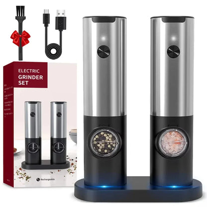Electric Salt Pepper Grinder Set USB Rechargeable Automatic Spice Mill | Bowlift