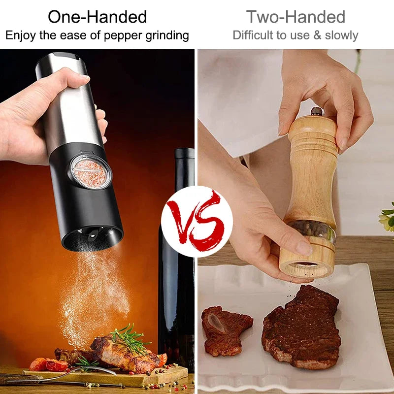 Electric Salt Pepper Grinder Set USB Rechargeable Automatic Spice Mill | Bowlift