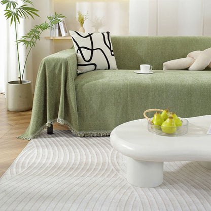 BowLift | Chenille Sofa Cover Herringbone Tassel Design