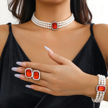 Skanto | Elegant Pearl Diamond Jewelry, Bracelet and Earring Set