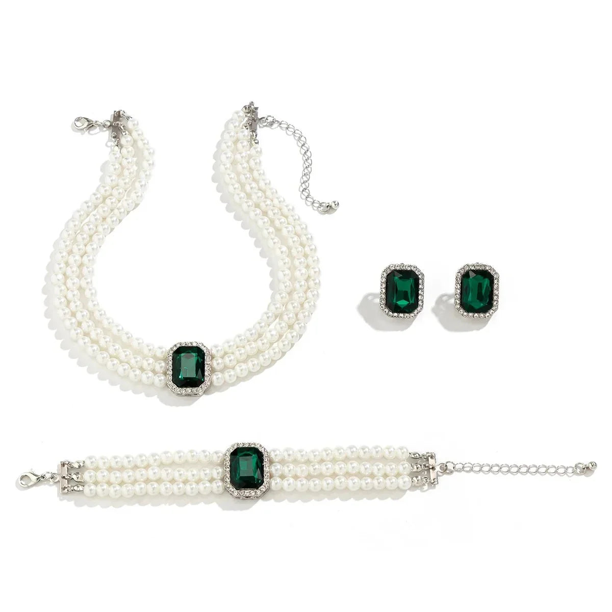Skanto | Elegant Pearl Diamond Jewelry, Bracelet and Earring Set