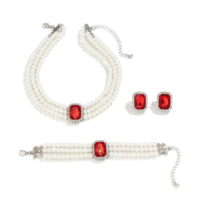 Skanto | Elegant Pearl Diamond Jewelry, Bracelet and Earring Set