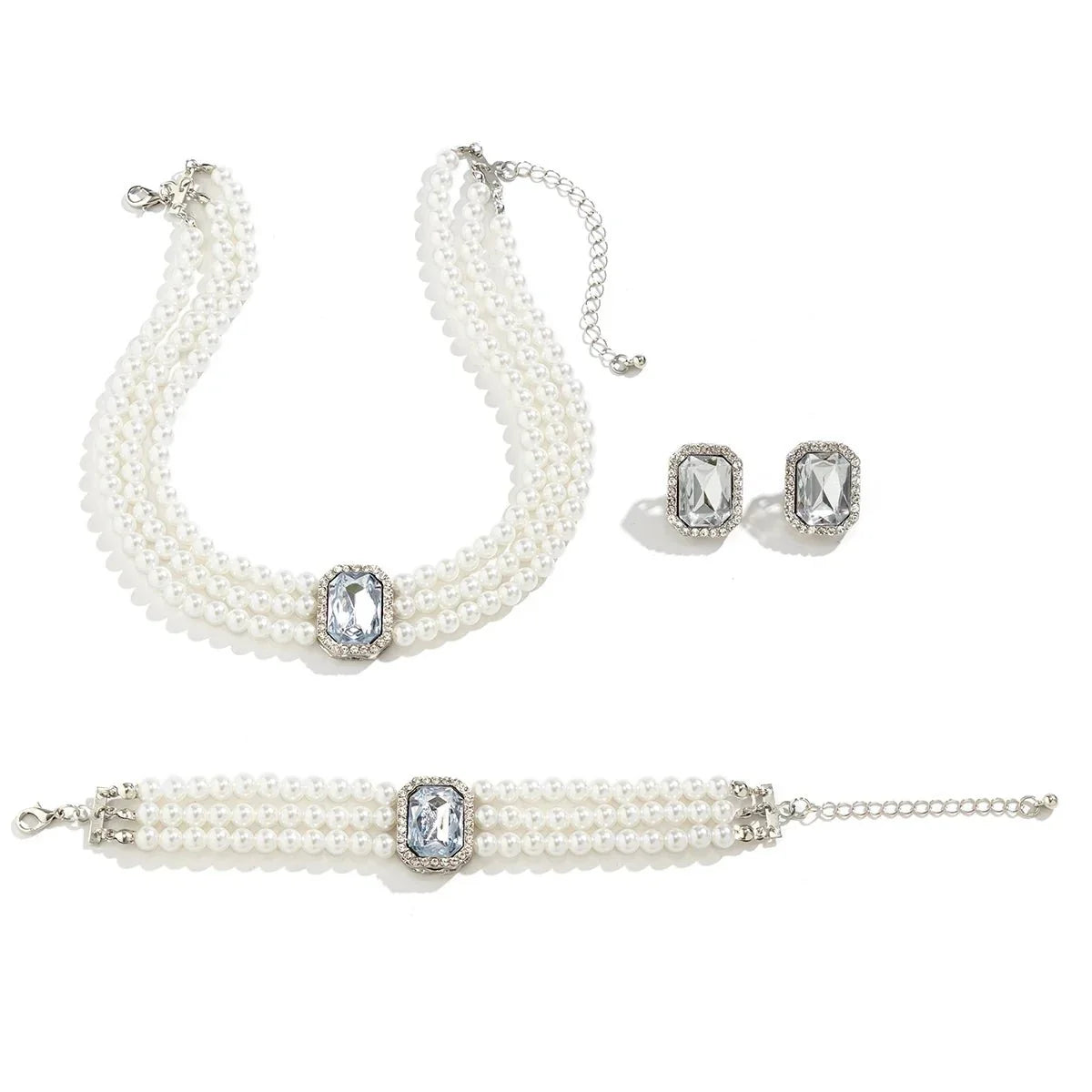 Skanto | Elegant Pearl Diamond Jewelry, Bracelet and Earring Set