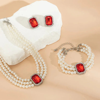 Skanto | Elegant Pearl Diamond Jewelry, Bracelet and Earring Set
