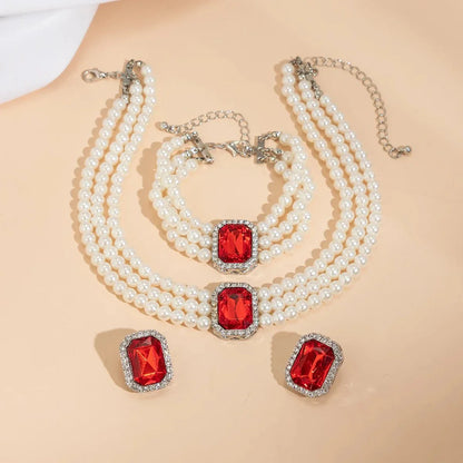Skanto | Elegant Pearl Diamond Jewelry, Bracelet and Earring Set
