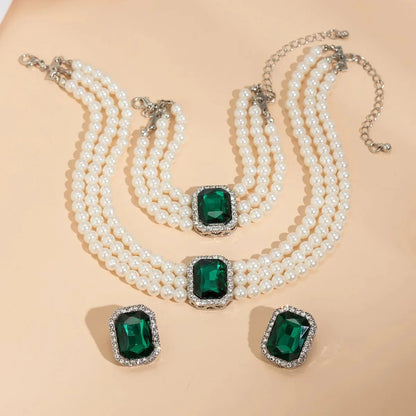 Skanto | Elegant Pearl Diamond Jewelry, Bracelet and Earring Set