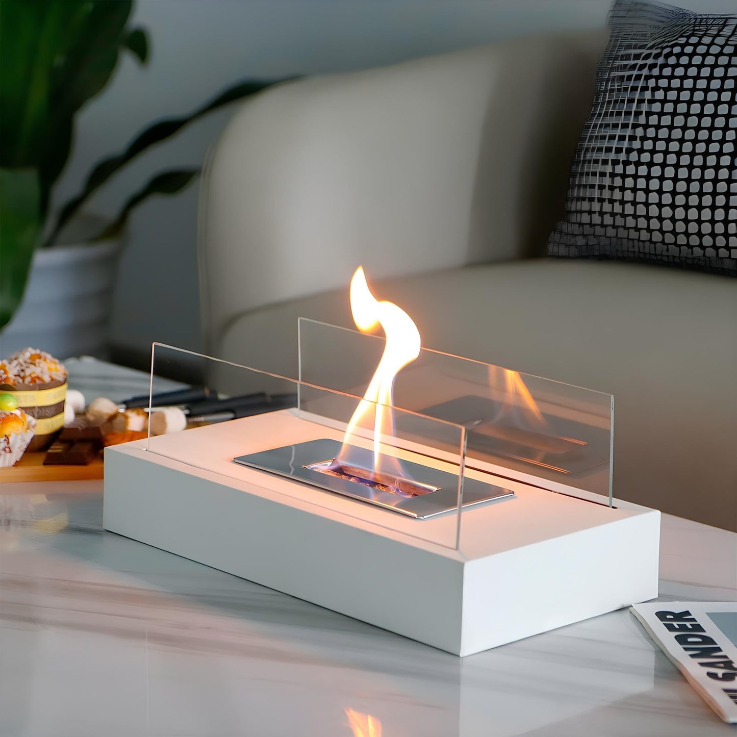 Skanto | Compact Glass Bioethanol Tabletop Fireplace