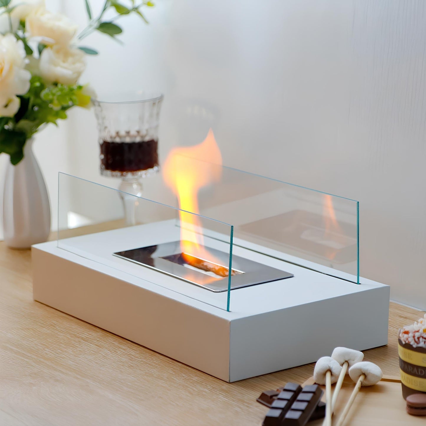 Skanto | Compact Glass Bioethanol Tabletop Fireplace