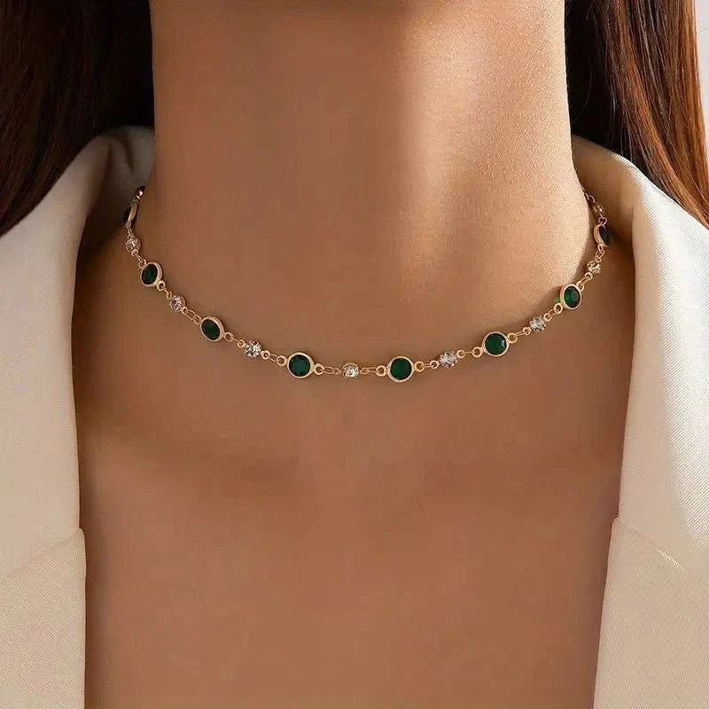 BowLift | Emerald and Diamond Spaced Choker Necklace