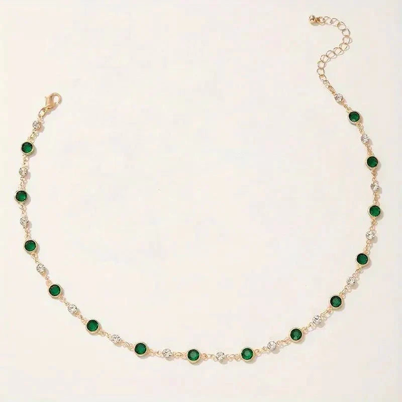 BowLift | Emerald and Diamond Spaced Choker Necklace