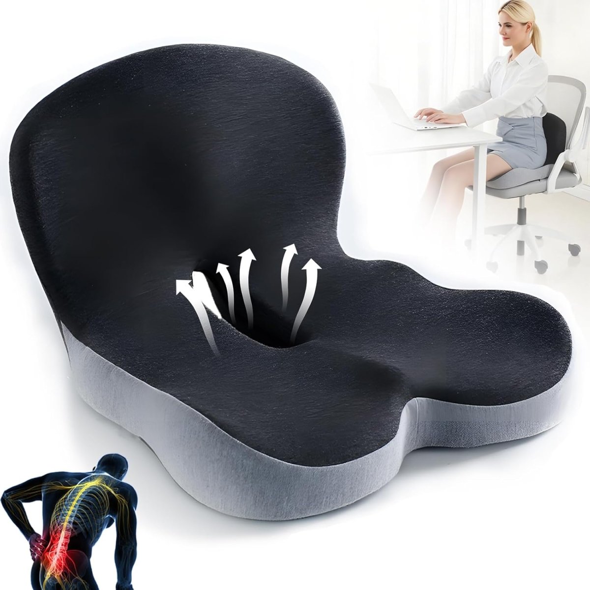BowLift | BODYFORM PAD – Ergonomic Memory Foam Seat Cushion for Everyday Comfort