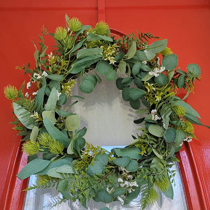 Skanto | Lifelike Eucalyptus and Berry Wreath | Interchangeable Decor Base | Year-Round Use