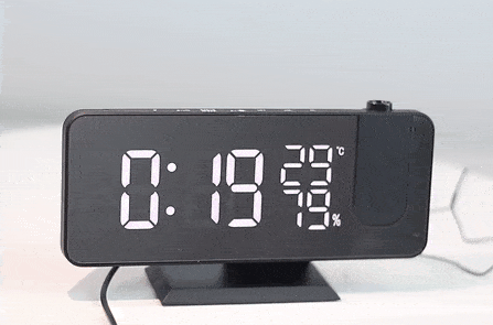 BowLift | Eindhoven Astronatic | The Best Alarm Clock with LED Screen - 180° Projector - USB Charger