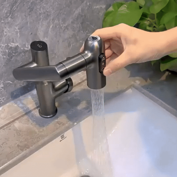Skanto | LustraFlow 360° Smart Fixture | Modern Kitchen and Bath Faucet with LED Temperature Display