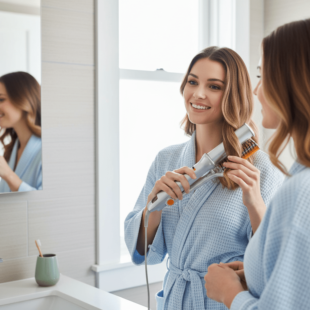 2-in-1 rotating hairbrush for effortless styling