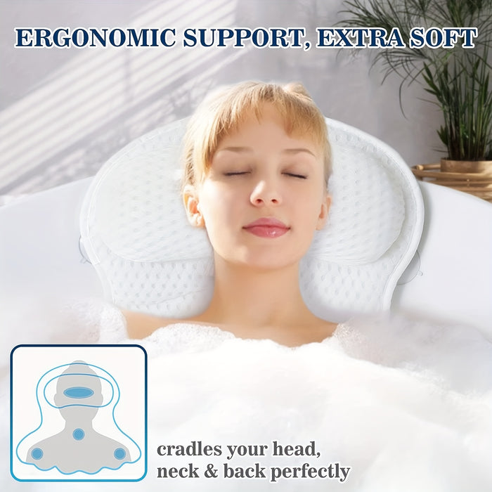 BowLift | LuxieSpa 4D Luxe Bath Pillow - Breathable Pillow with Neck and Back Support for a Relaxing Bath