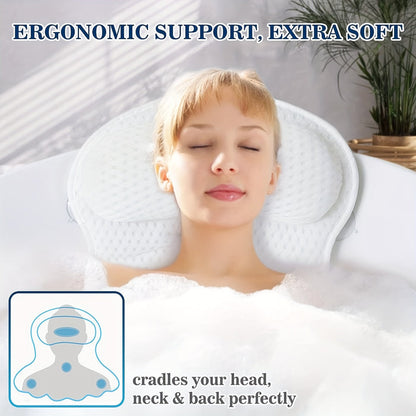 BowLift | LuxieSpa 4D Luxe Bath Pillow - Breathable Pillow with Neck and Back Support for a Relaxing Bath