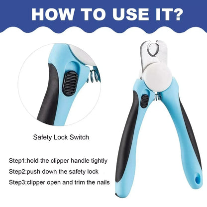 Skanto | Stainless Steel Pet Nail Clippers with Safety Guard and Free Nail File - Perfect for Medium and Large Dogs
