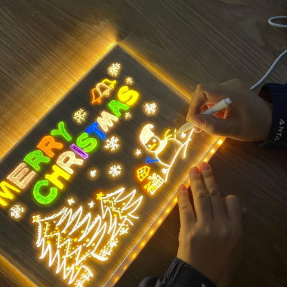 Skanto | USB LED Notepad with 12 Colored Pens - Light Message Board for Office & Home