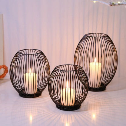 BowLift | Set of 3 Vintage Black Metal Lantern Candelabras