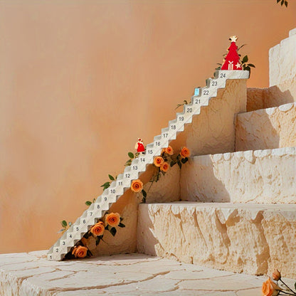 Skanto Skanto | Wooden Advent Calendar – 24-Day Countdown Ladder for Table Decoration