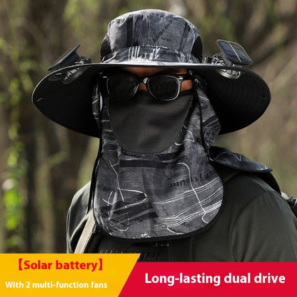 Quick-drying Solar Fan Outdoor Big Brim Sun Hat | Bowlift