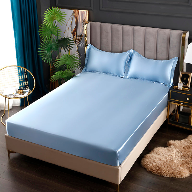 Skanto Silk Satin Elastic Fitted Sheet with FREE* Silk Satin Pillowcase Skanto