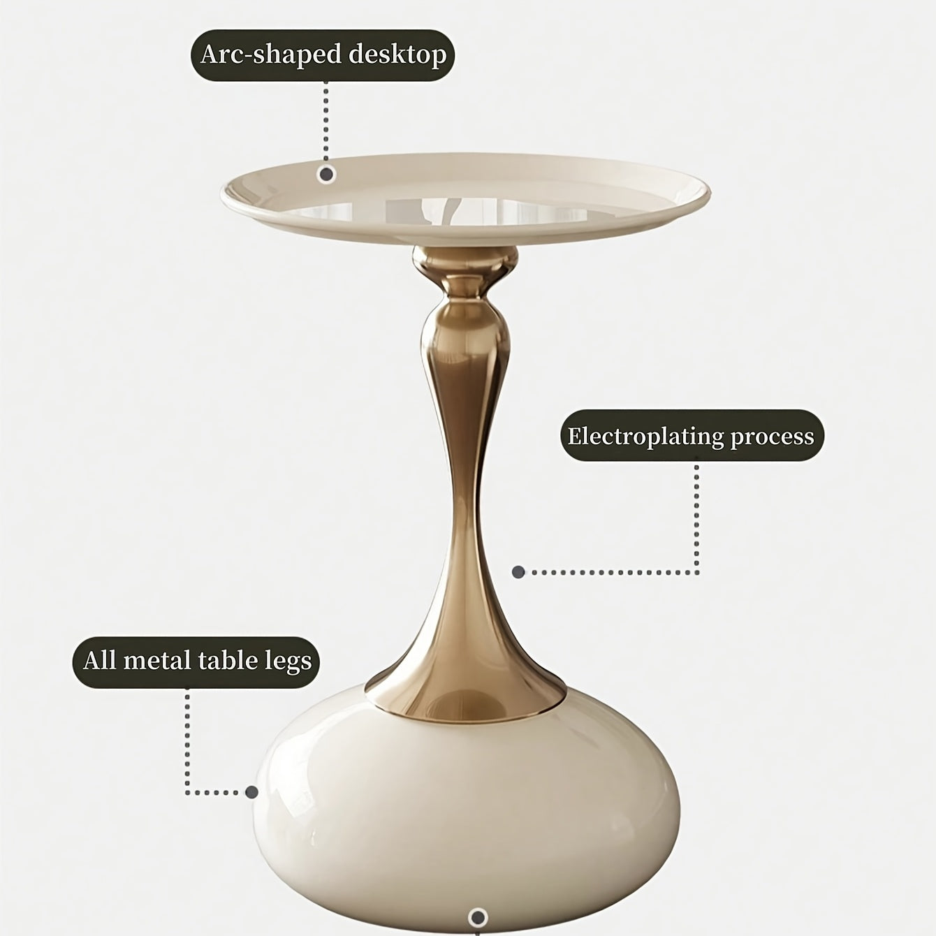 Modern side table with ceramic base and metal legs – 55 cm high | Skanto
