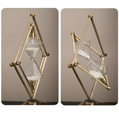 Hourglass with geometric metal frame – Decorative and relaxing | With white sand as meditation timer | Bowlift