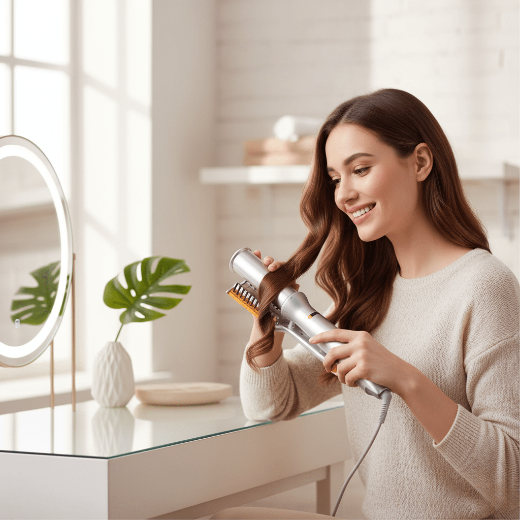 2-in-1 rotating hairbrush for effortless styling