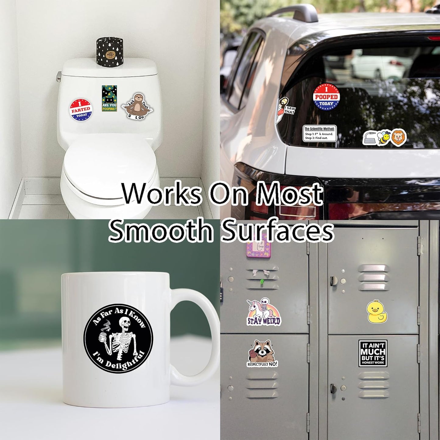 Set with 130 funny quote stickers