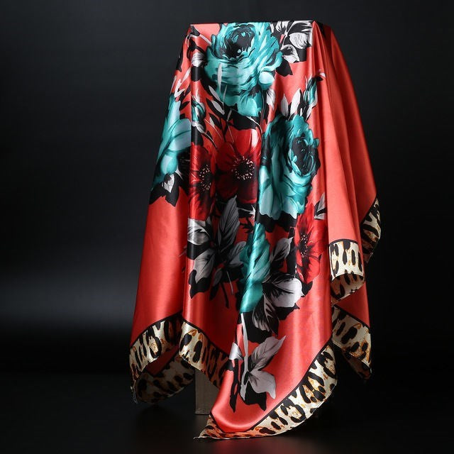 Skanto Skanto | Large Square Scarf Simulated Silk Scarf Versatile Scarf Scarf