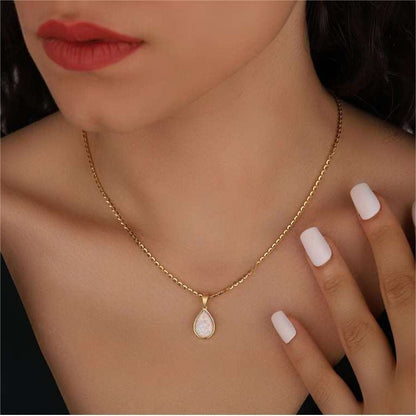 Skanto | 18K Natural Opal Drop Pendant Necklace - Eloise