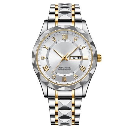 Skanto | Waterproof Luminous Stainless Steel Two-Tone Quartz Watch for Men