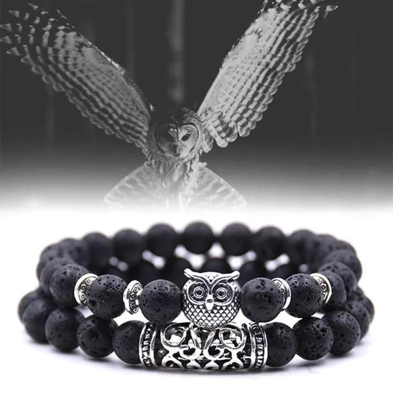 Skanto | Owl Charm Natural Stone Bracelet