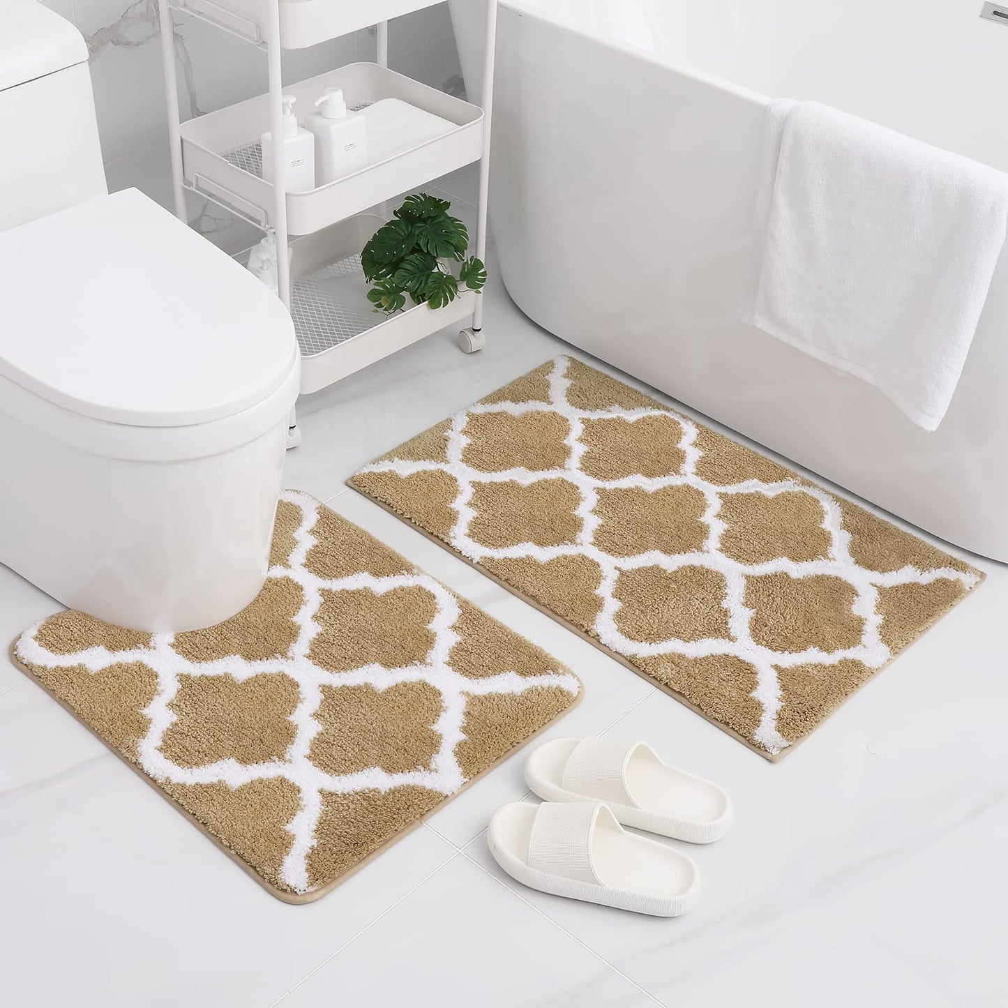 BowLift | Ultra Soft Shaggy Bath Mat Set – 2 Piece Non-Slip Absorbent Rugs