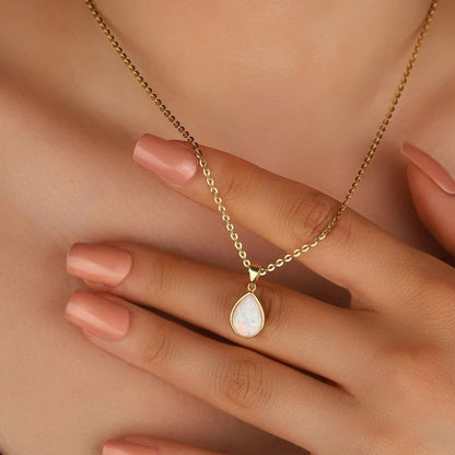 Skanto | 18K Natural Opal Drop Pendant Necklace - Eloise