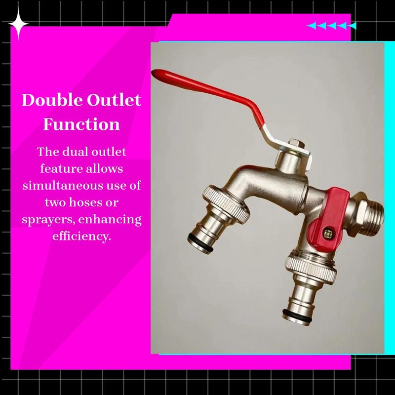BowLift | Dual-Outlet Stainless Garden Faucet – Rustproof 2-Way Tap with Quick Connect & Independent Valves