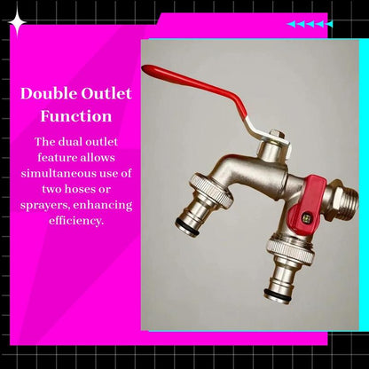 BowLift | Dual-Outlet Stainless Garden Faucet – Rustproof 2-Way Tap with Quick Connect & Independent Valves