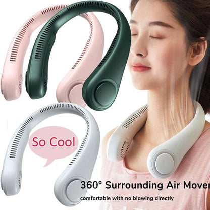 Bladeless Neck- Fan, 360° Cool-ing Necklace Fan 3 Speeds Hanging Neck- Fan, Bowlift