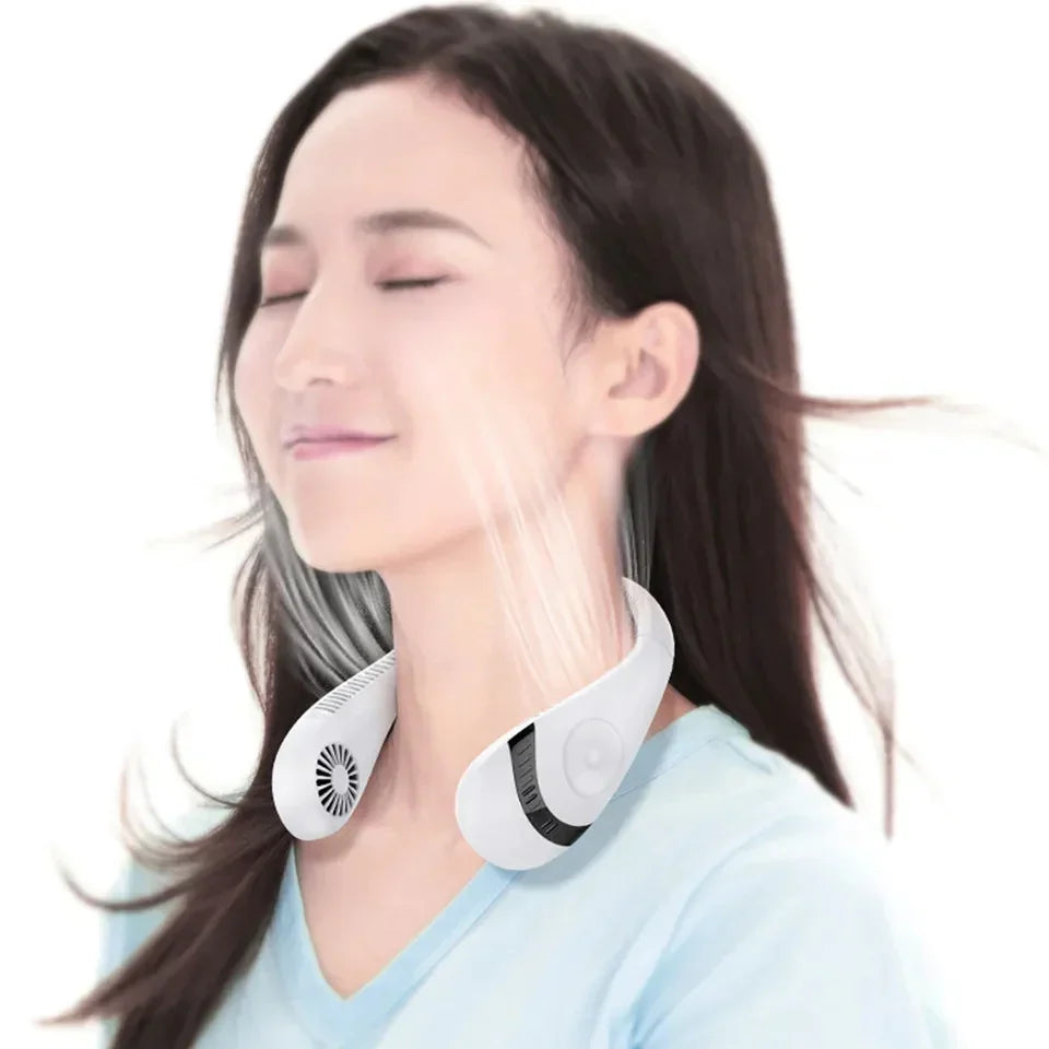Bladeless Neck- Fan, 360° Cool-ing Necklace Fan 3 Speeds Hanging Neck- Fan, Bowlift