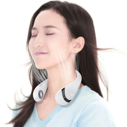 Bladeless Neck- Fan, 360° Cool-ing Necklace Fan 3 Speeds Hanging Neck- Fan, Bowlift