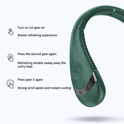 Bladeless Neck- Fan, 360° Cool-ing Necklace Fan 3 Speeds Hanging Neck- Fan, Bowlift
