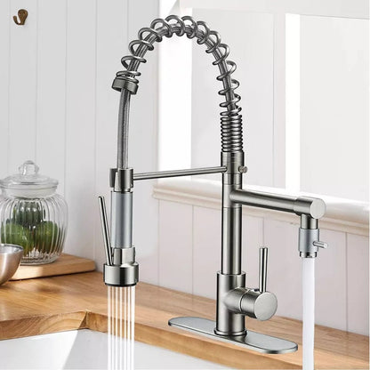Kalsten | 360° Stainless Steel Kitchen Faucet with Pull-Down Spring Spout