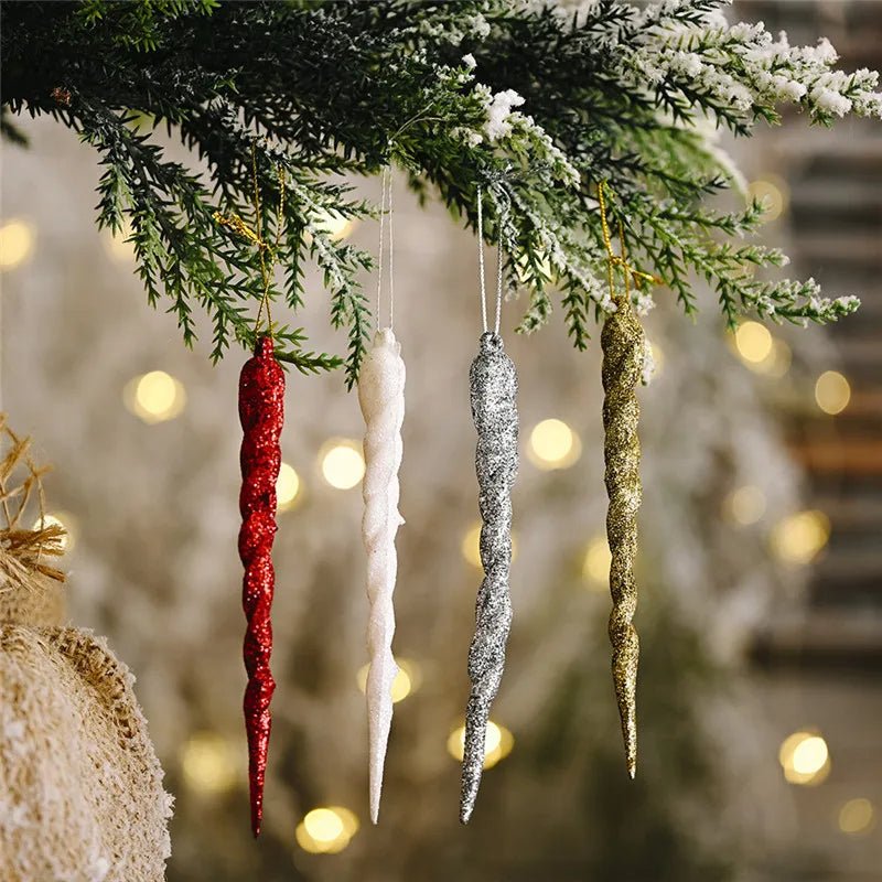 Skanto | Faux Icicle Christmas Ornaments - Winter Wonderland Tree Decorations for Parties & New Year's Charm