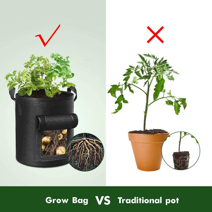 BowLift | 5/7/10/15 Gallon Potato Planting Growing Thickened Nonwoven Plant Fabric Pot Nursery Bags for Home Gardening