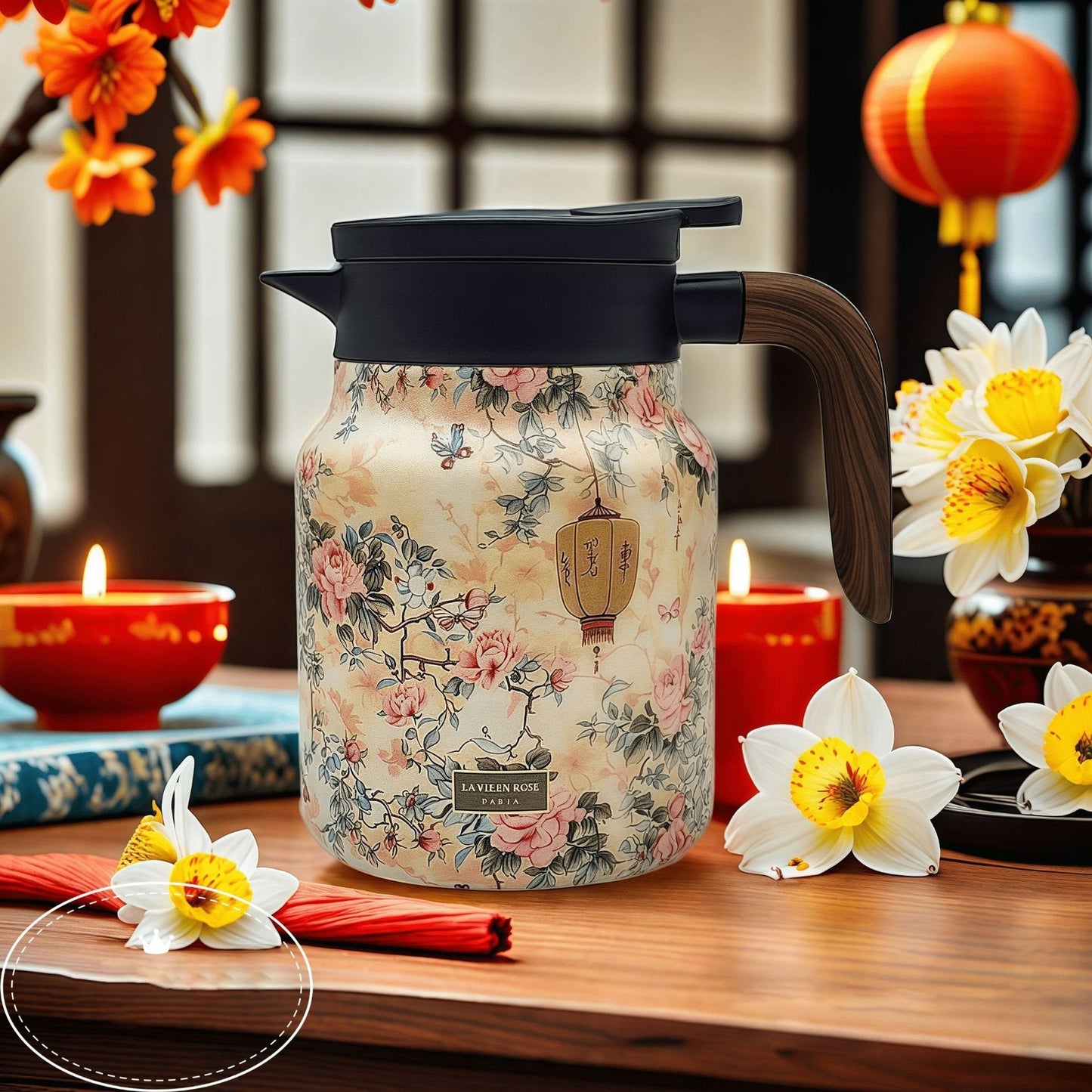 Skanto | Vintage Floral Pattern Teapot – Built-in Infuser