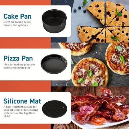 Skanto | 11-Piece 8-Inch Air Fryer Accessory Set - Compatible with 3.7QT - 6.8QT Air Fryer, BPA-Free, Dishwasher Safe, Non-Stick with Cookbook